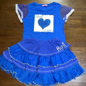 [RONI|roni.] T-shirt miniskirt chu-ru skirt size L 150.155cm used top and bottom 2 pieces set blue 