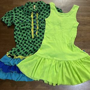 [ Boo Foo Woo / back a Ray /BACK ALLEY] short sleeves One-piece inner 2 pieces set 120. used colorful chiffon material 
