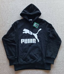 PUMA☆プーマ☆CLASSICS☆ロゴ☆フーディー☆トレーナー☆パーカー☆スウェット☆メンズ☆Ｓサイズ☆ブラック☆黒☆新品☆タグ付き