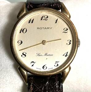 * operation goods *ROTARY rotary * hand winding * Gold face * original leather belt * men's wristwatch * Switzerland made *