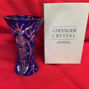 ☆未使用品☆ KAMAY GLASS カメイガラス CHEVALIER CRYSTAL 切子 クリスタルガラス 花瓶 花器 年代物 インテリア 美品(01196D