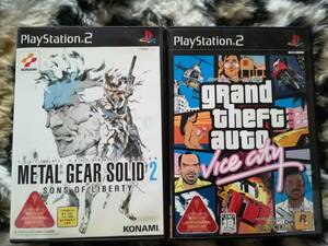 【中古・動作確認済み】PS2　グランド・セフト・オート・バイスシティ＆METAL GEAR SOLID 2 SONS OF LIBERTY