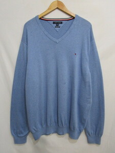 ♪トミーヒルフィガー TOMMY HILFIGER Vネック コットンニットセーター・Size3XL 古着 大きいサイズ