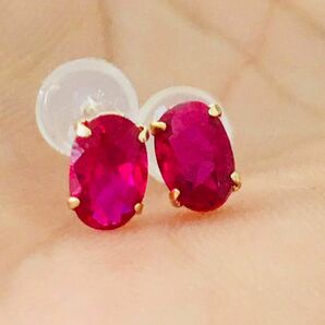 ピアス　ルビー　ピアス　K18