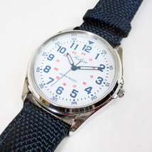 送料無料メール便 シチズン ファルコン 腕時計 日本製ムーブメント ナイロン/革ベルト ネイビー/白 QB38-314 メンズ 紳士_画像3