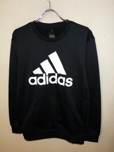 z3819adidas★アディダス★ロゴプリント★トレーナー★黒色★ポケット付★サイズM★人気★激安