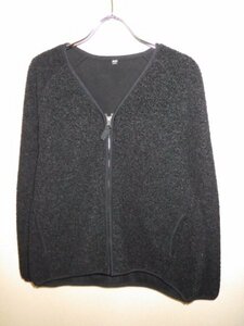 z3821UNIQLO★ユニクロ★ボアフリースVネックフルジップカーディガン★黒色★サイズL★人気★激安