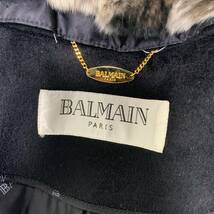 極美品 BALMAIN バルマン レディース アンゴラ コート ブラック サイズ11 11号 アンゴラ60%/シルク40% ファー着脱可能 ステンカラー_画像6