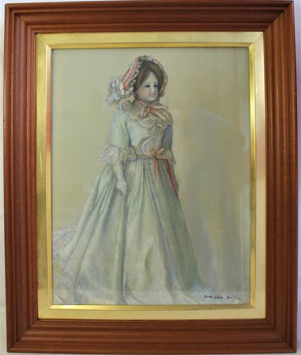 C520 Toshiyasu Doi Muñeca Francesa No. 6 Pintura al óleo Auténtica garantizada Asociación de Arte Independiente/Medalla de Cinta Azul Marino, Cuadro, Pintura al óleo, Retratos