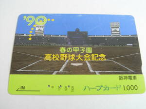 使用済ハープカード　'90春の甲子園　高校野球大会記念　阪神電車