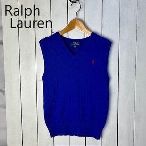  beautiful goods Ralph Lauren cotton cable knitted the best 150 10-12 blue Polo Ralph Lauren Kids M blue *61