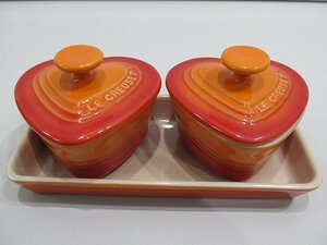 １円 ル・クルーゼ　Le Creuset プチ　ラムカン　ダムールセット　オレンジ　耐熱　耐冷　