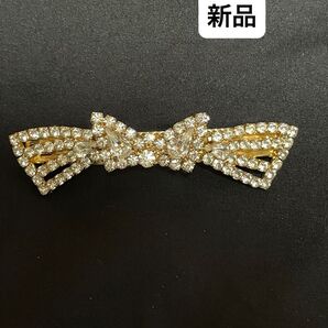 ヘアアクセサリー 髪留め ゴールド リボン