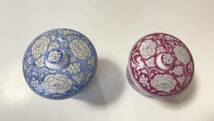 保管品未使用前畑陶器庫山窯銀花組湯呑蓋付ペア超プレミア逸品_画像4