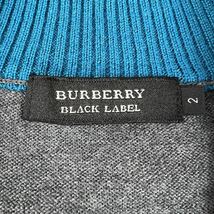 【高級 羊毛】BURBERRY BLACK LABEL バーバリーブラックレーベル アーガイル柄 ダイヤ柄 ジップカーディガン ニット ホースロゴ 刺繍 M_画像8