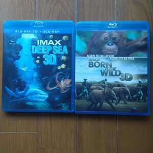 Blu ray 3D 国内盤 IMAX２枚セット Deep Sea ディープ シー / ジョニー・デップ、 Born To Be Wild 野生に生きる / モーガン・フリーマン