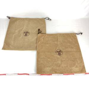 エルメス HERMES 巾着 保存袋 同サイズ 2枚 セット スウェード 大型 43×44 ブラウン 付属品 布袋