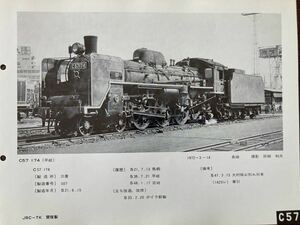 昭和の鉄道：長崎本線長崎駅のC57 174[早岐]。鉄道友の会東京支部機関車部会刊「機関車写真集(第一集)」より/1972年3月撮影/B5判