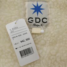 GDC ジーディーシー 日本製 デニムジャケット ボア裏地 襟なし 丸首 ジージャン コットン 白 メンズMサイズ 本州送料無料 A216_画像4