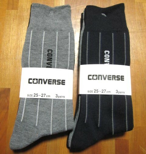 *送料無料*新品*25-27㎝*コンバース*ソックス3足×2*黒紺グレー*③*CONVERSE*福助*