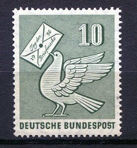 BX-3◇西ドイツ　1956年　手紙とハト／切手の日　1種完　NH　