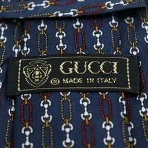 GUCCI グッチブランド ネクタイ ビット柄 クレスト紋章 高級 ネイビー_画像7