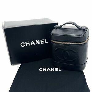 美品 CHANEL シャネル ココマーク キャビアスキン ハンド バニティ バッグ D09117M