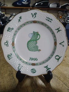 HEREND ZODIAC YEAR PLATE 1996年 子 ヘレンド ゾディアック イヤープレート 干支 ねずみ ネズミ 金彩 飾り皿 洋食器 陶磁器 