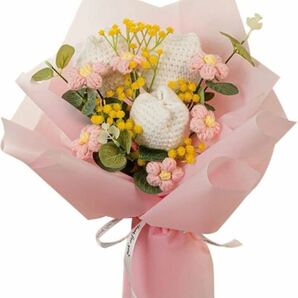 【即購入可】花束 枯れない花 かぎ針 造花 誕生日 ブーケ ニット フェイクの画像3
