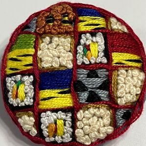 129 ハンドメイド 刺繍 節分 ブローチ/髪ゴム/マグネット