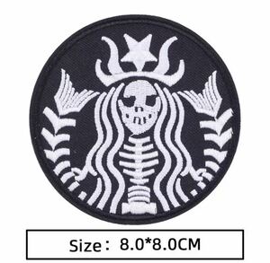 スタバ風ワッペン スタバワッペン コーヒーワッペン ROCKワッペン アイロンワッペン 刺繍ワッペン