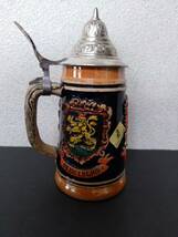 ドイツ　ビール陶器　蓋付き　レトロ　高さ約18cm（蓋含む）　中古品_画像1