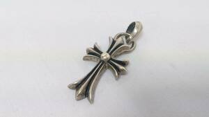 【USED品】Chrome Hearts クロムハーツ CHクロスペンダント スモール with ベイル シルバー925 ペンダントトップ/重量約18.5g/04KO010901