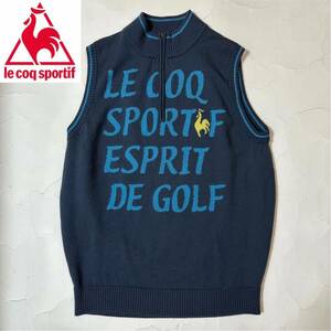 【美品】ルコック ゴルフ フルジップ ニット ベスト ブルゾンle coq sportif ルコックスポルティフle coq GOLF LLサイズ