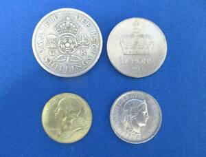 ヨーロッパ硬貨 古銭 4枚おまとめ イギリス/スイス/フランス/デンマーク アンティークコイン＃1340