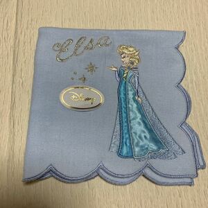 ブルーミング中西 ガーゼ ミニハンカチ ディズニー Elsa スカラップ 刺繍 未使用