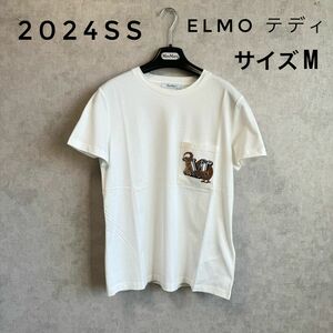 定価59,400円！【24SS・正規品★】Max Mara ELMO テディ クリスタル ロゴ付き Tシャツ ホワイト サイズM