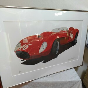 【直接引き取り可】フェラーリ　テスタロッサ　ポスター　38×86　現代絵画　Ferrari　特大　スポーツカー　インテリア　0109-C横-TA1　　