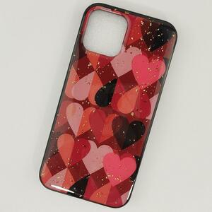 [iPhone12mini] Heart pattern silicon smartphone case [ red ]