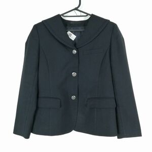 1円 セーラー服 上着 冬物 青1本線 女子 学生服 静岡富士市立高校 ストライプ（黒） 制服 中古 ランクB NA9432