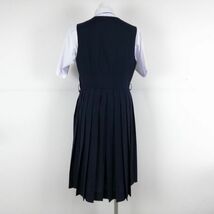 1円 ジャンパースカート 紐タイ 170AS バスト90 ウエスト78 夏物 女子 学生服 中学 高校 紺 制服 中古 ランクC NA9140_画像2