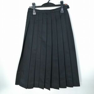 1円 スクールスカート 冬物 w62-丈71 黒 中学 高校 プリーツ 学生服 制服 女子 中古 HK9499