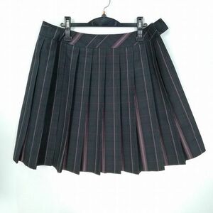 1円 スクールスカート 大きいサイズ 夏物 w80-丈54 チェック 中学 高校 プリーツ 学生服 制服 女子 中古 HK0227