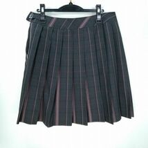 1円 スクールスカート 大きいサイズ 夏物 w80-丈54 チェック 中学 高校 プリーツ 学生服 制服 女子 中古 HK0227_画像2