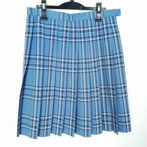 1円 スクールスカート 大きいサイズ 夏物 w75-丈61 チェック 埼玉開智未来高校 プリーツ 学生服 制服 女子 中古 HK0587