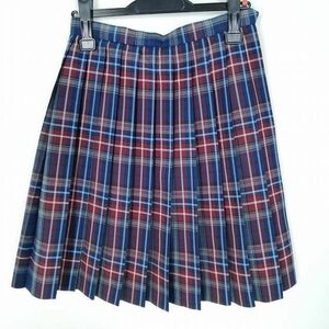 1円 スクールスカート 夏物 w64-丈53 チェック 東京共立女子第二中学 プリーツ 学生服 制服 女子 中古 HK1052