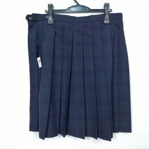 1円 スクールスカート 大きいサイズ 夏物 w80-丈59 チェック 中学 高校 プリーツ 学生服 制服 女子 中古 HK0790_画像2