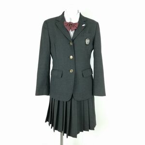 1円 ブレザー スカート リボン 上下4点セット カンコー 冬物 女子 学生服 大阪産業大学付属高校 グレー 制服 中古 ランクC EY0612