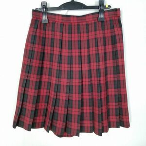 1円 スクールキュロット 冬物 w69-丈54 チェック 中学 高校 プリーツ 学生服 制服 女子 中古 HK1118