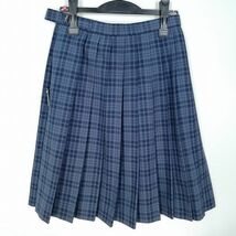 1円 スクールスカート 冬物 w63-丈58 チェック 中学 高校 プリーツ 学生服 制服 女子 中古 HK1100_画像2